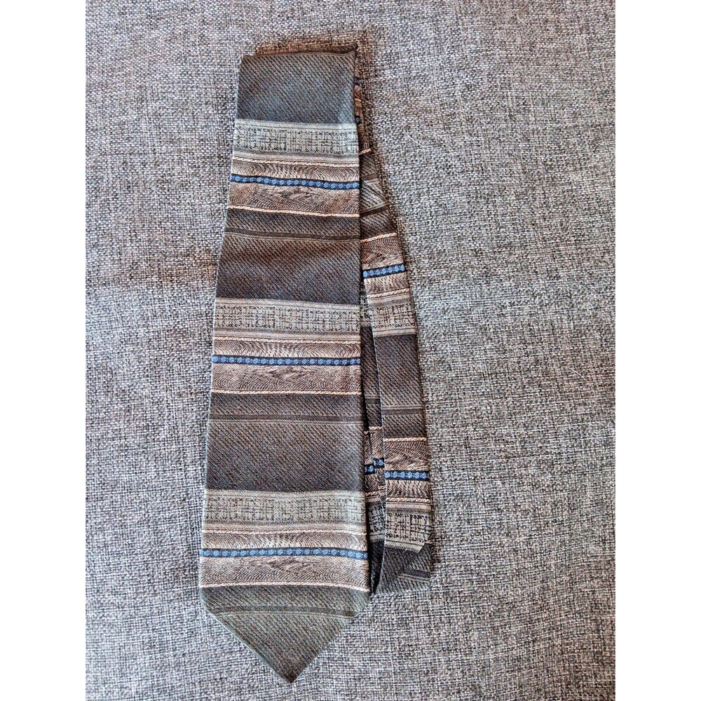 Tie 70s 80s 90s Y2K Mens Croft And Barrow Silk Gray Black Blue 4 Wide 59 Long